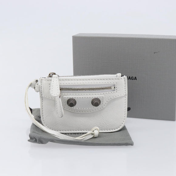 Balenciaga Le Cagole Coin Purse Leather White Auth 213631V