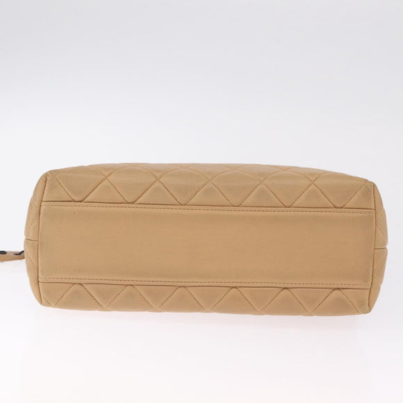 CHANEL Matelasse Chain Tote Bag Lamb Skin Beige CC Auth 213634V