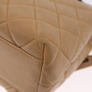 CHANEL Matelasse Chain Tote Bag Lamb Skin Beige CC Auth 213634V-14