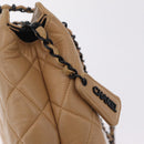 CHANEL Matelasse Chain Tote Bag Lamb Skin Beige CC Auth 213634V-15
