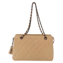 CHANEL Matelasse Chain Tote Bag Lamb Skin Beige CC Auth 213634V-2