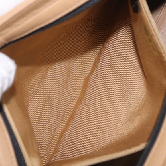 CHANEL Matelasse Chain Tote Bag Lamb Skin Beige CC Auth 213634V