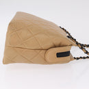 CHANEL Matelasse Chain Tote Bag Lamb Skin Beige CC Auth 213634V-4