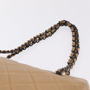 CHANEL Matelasse Chain Tote Bag Lamb Skin Beige CC Auth 213634V-8