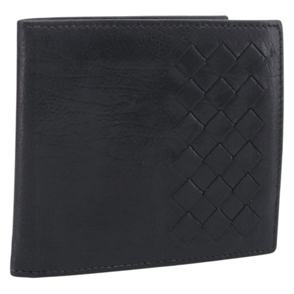 Bottega Veneta INTRECCIATO Wallet Leather Black Auth 213643A