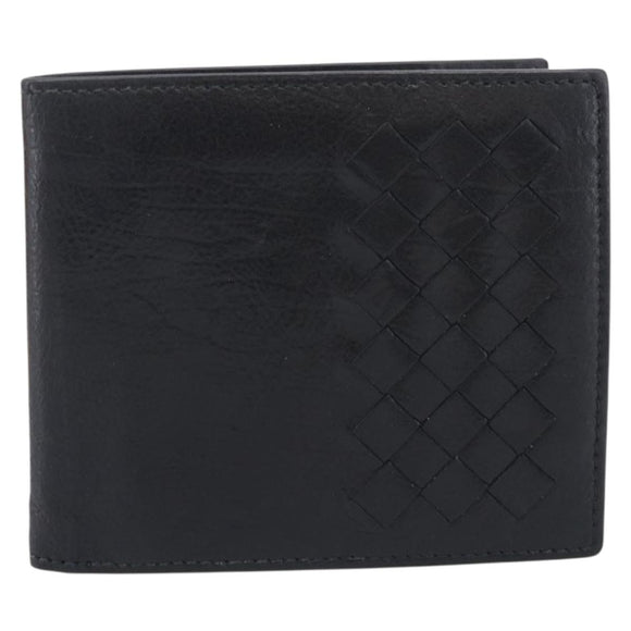 Bottega Veneta INTRECCIATO Wallet Leather Black Auth 213643A