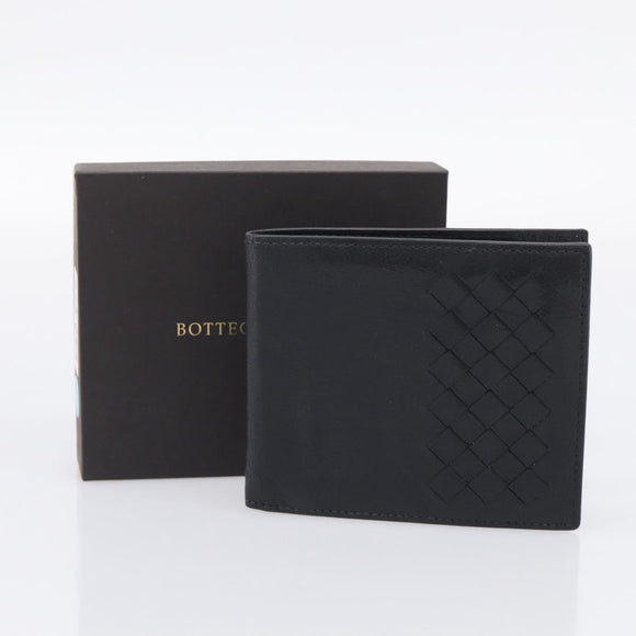 Bottega Veneta INTRECCIATO Wallet Leather Black Auth 213643A