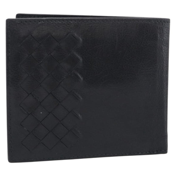 Bottega Veneta INTRECCIATO Wallet Leather Black Auth 213643A