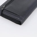 CHANEL Long Wallet Caviar Skin Black Gold CC Auth 213644V-11