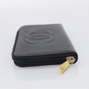 CHANEL Long Wallet Caviar Skin Black Gold CC Auth 213644V-4