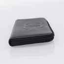 CHANEL Long Wallet Caviar Skin Black Gold CC Auth 213644V-5
