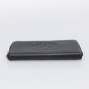 CHANEL Long Wallet Caviar Skin Black Gold CC Auth 213644V-7