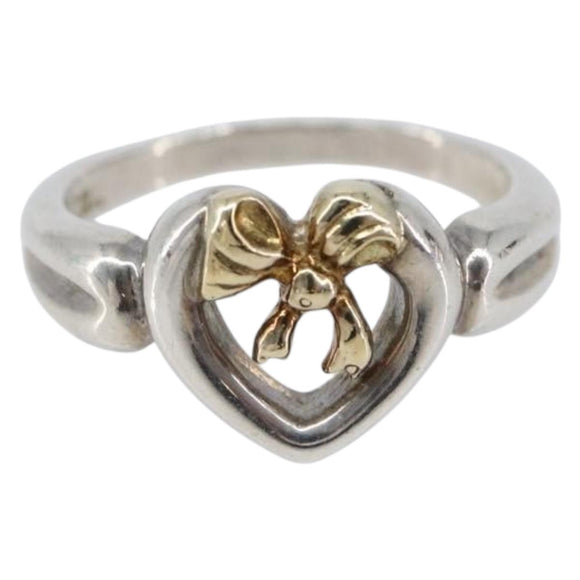 Tiffany & Co. Heart Ribbon Ring Ag925 K18 Gold (750) Silver Auth 213648