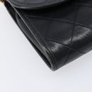 CHANEL Matelasse Chain Shoulder Bag Lamb Skin Black CC Auth 213664V-12