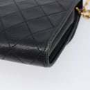 CHANEL Matelasse Chain Shoulder Bag Lamb Skin Black CC Auth 213664V-13