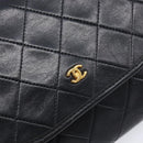 CHANEL Matelasse Chain Shoulder Bag Lamb Skin Black CC Auth 213664V-15