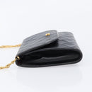 CHANEL Matelasse Chain Shoulder Bag Lamb Skin Black CC Auth 213664V-5