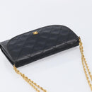 CHANEL Matelasse Chain Shoulder Bag Lamb Skin Black CC Auth 213664V-6