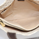 CELINE Macadam Canvas Hand Bag PVC Leather White Gold Auth 213665A-15