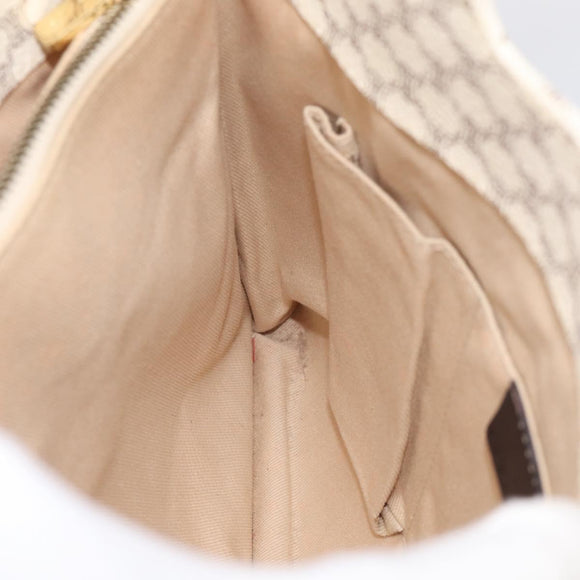 CELINE Macadam Canvas Hand Bag PVC Leather White Gold Auth 213665A