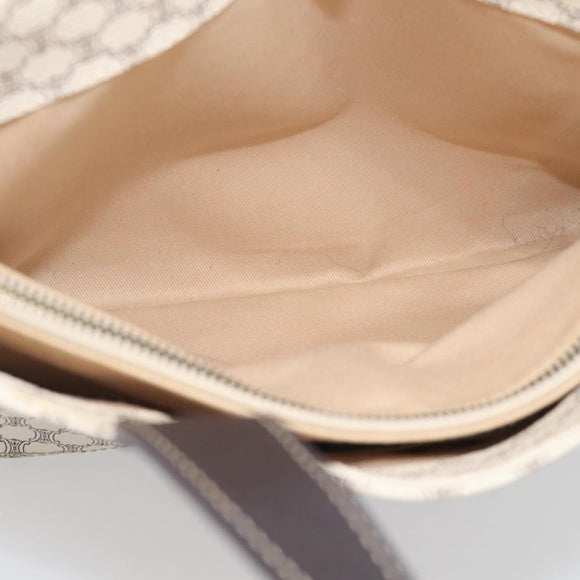 CELINE Macadam Canvas Hand Bag PVC Leather White Gold Auth 213665A