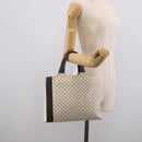 CELINE Macadam Canvas Hand Bag PVC Leather White Gold Auth 213665A-23
