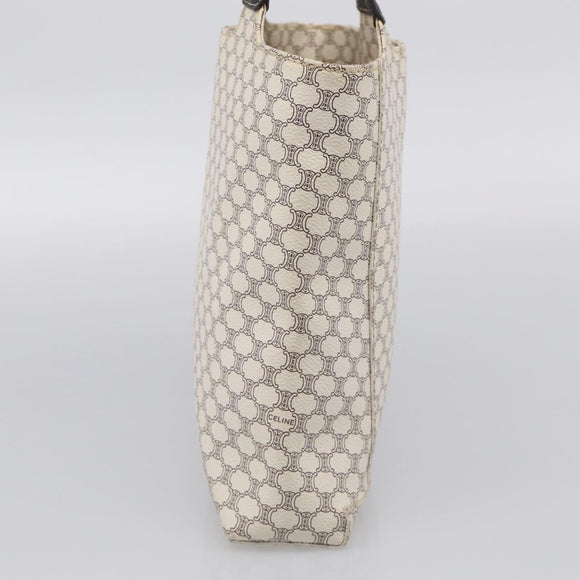 CELINE Macadam Canvas Hand Bag PVC Leather White Gold Auth 213665A