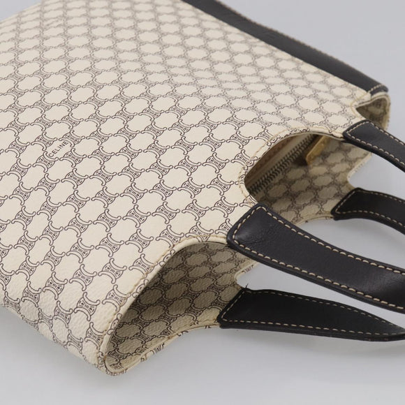 CELINE Macadam Canvas Hand Bag PVC Leather White Gold Auth 213665A