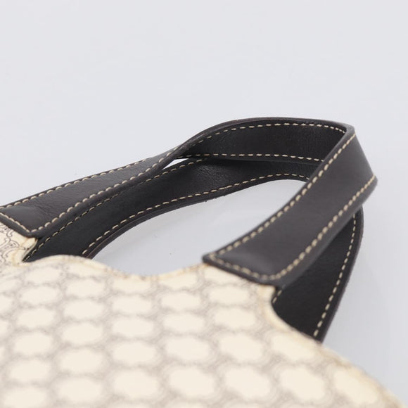 CELINE Macadam Canvas Hand Bag PVC Leather White Gold Auth 213665A