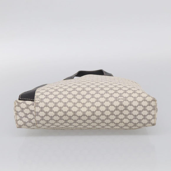 CELINE Macadam Canvas Hand Bag PVC Leather White Gold Auth 213665A