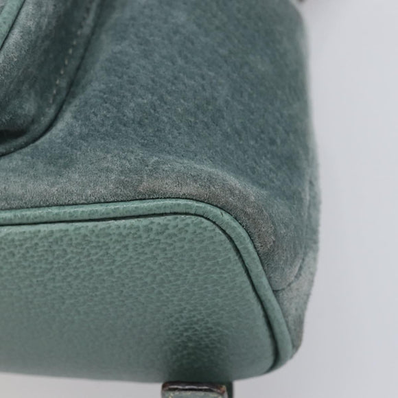 GUCCI Bamboo Backpack Suede Green Gold 003 2058 0030 Auth 213670A