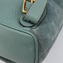 GUCCI Bamboo Backpack Suede Green Gold 003 2058 0030 Auth 213670A-14