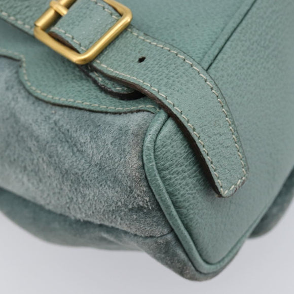 GUCCI Bamboo Backpack Suede Green Gold 003 2058 0030 Auth 213670A