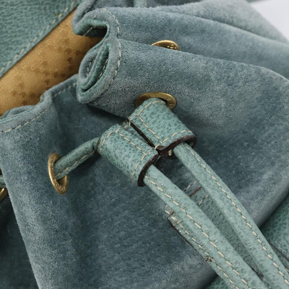 GUCCI Bamboo Backpack Suede Green Gold 003 2058 0030 Auth 213670A