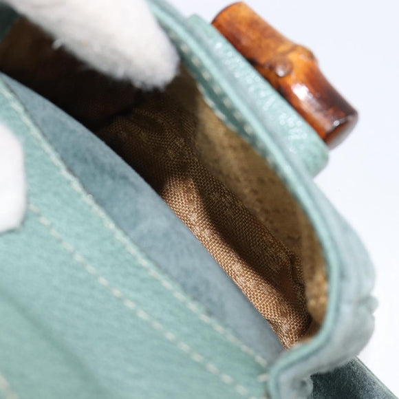 GUCCI Bamboo Backpack Suede Green Gold 003 2058 0030 Auth 213670A