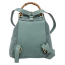 GUCCI Bamboo Backpack Suede Green Gold 003 2058 0030 Auth 213670A-3