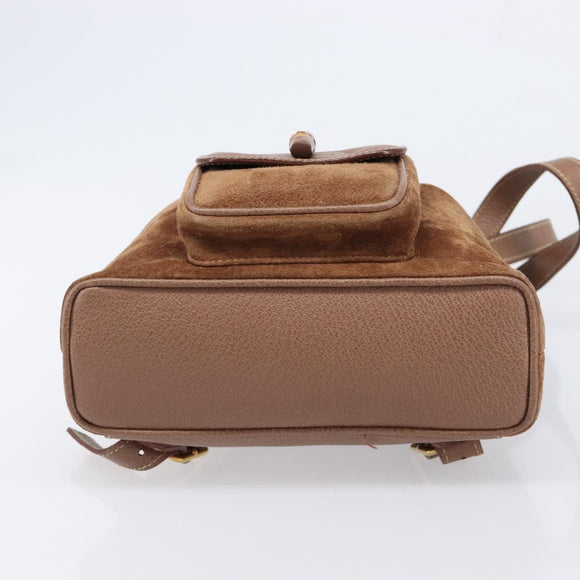 GUCCI Bamboo Backpack Suede Brown Gold 003 1705 0030 Auth 213671A