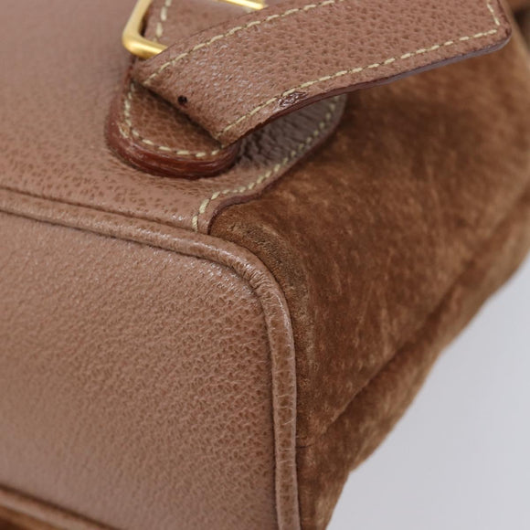 GUCCI Bamboo Backpack Suede Brown Gold 003 1705 0030 Auth 213671A