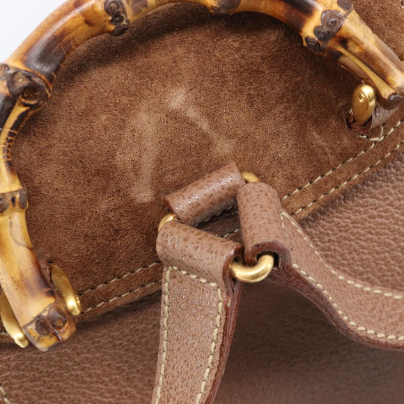 GUCCI Bamboo Backpack Suede Brown Gold 003 1705 0030 Auth 213671A