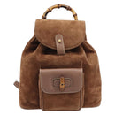 GUCCI Bamboo Backpack Suede Brown Gold 003 1705 0030 Auth 213671A-2