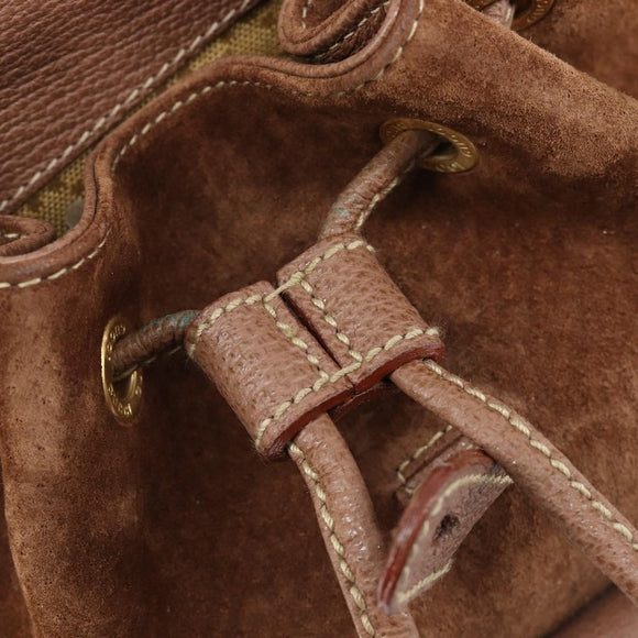 GUCCI Bamboo Backpack Suede Brown Gold 003 1705 0030 Auth 213671A