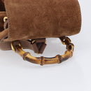 GUCCI Bamboo Backpack Suede Brown Gold 003 1705 0030 Auth 213671A-7