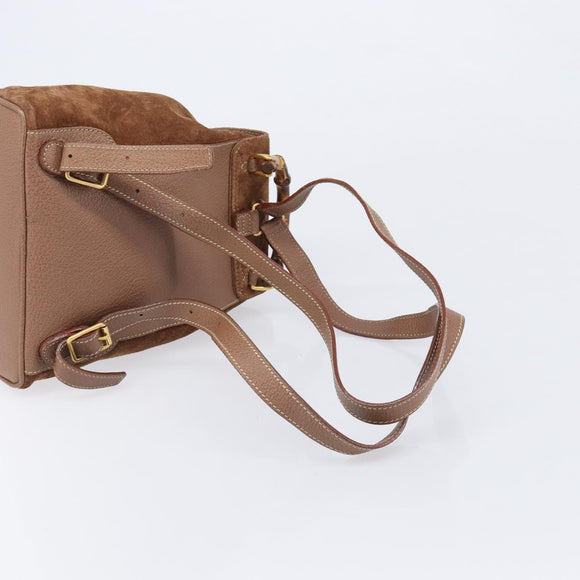 GUCCI Bamboo Backpack Suede Brown Gold 003 1705 0030 Auth 213671A