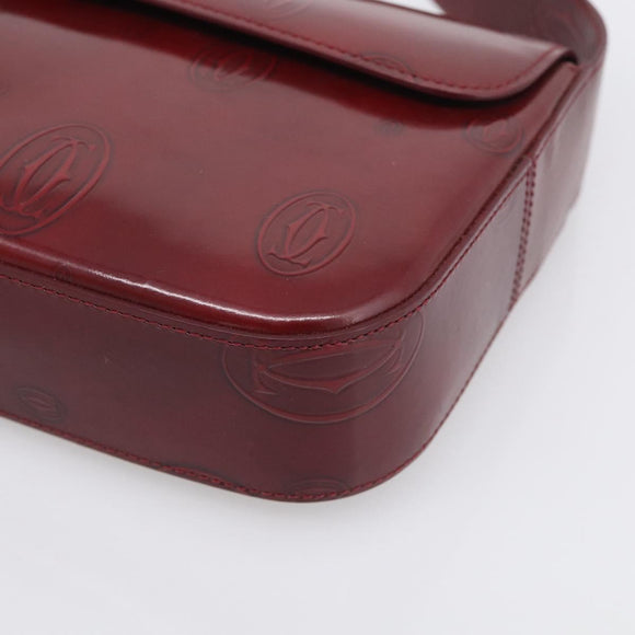 Cartier Shoulder Bag Patent leather Bordeaux Silver Auth 213672