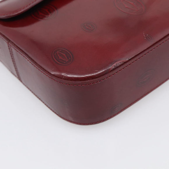 Cartier Shoulder Bag Patent leather Bordeaux Silver Auth 213672