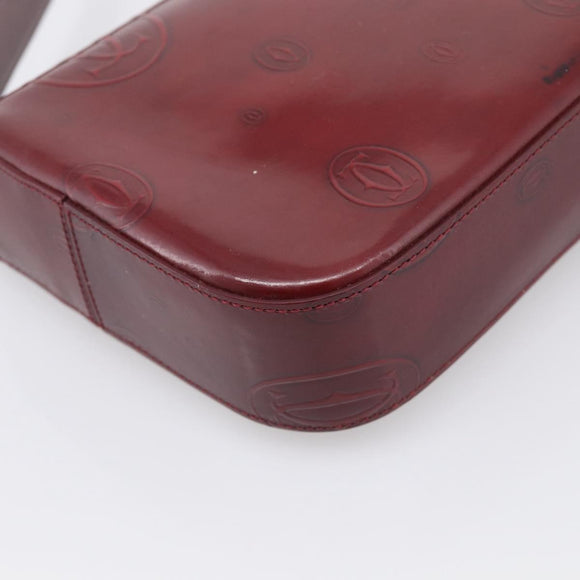 Cartier Shoulder Bag Patent leather Bordeaux Silver Auth 213672