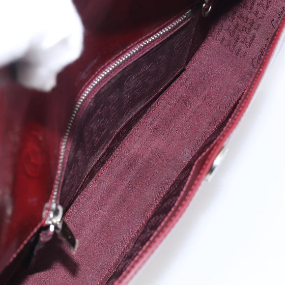 Cartier Shoulder Bag Patent leather Bordeaux Silver Auth 213672