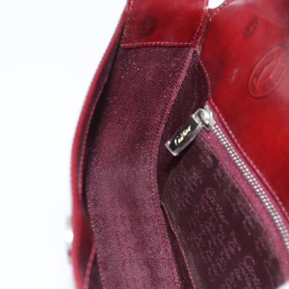 Cartier Shoulder Bag Patent leather Bordeaux Silver Auth 213672