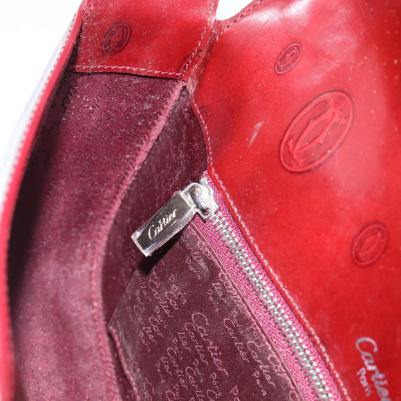 Cartier Shoulder Bag Patent leather Bordeaux Silver Auth 213672