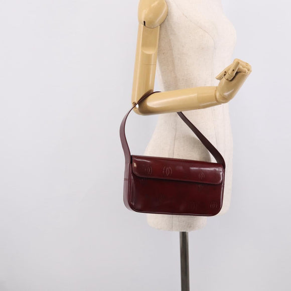 Cartier Shoulder Bag Patent leather Bordeaux Silver Auth 213672